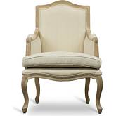 Nivernais Accent Chair in Beige Fabric & Distressed Wood
